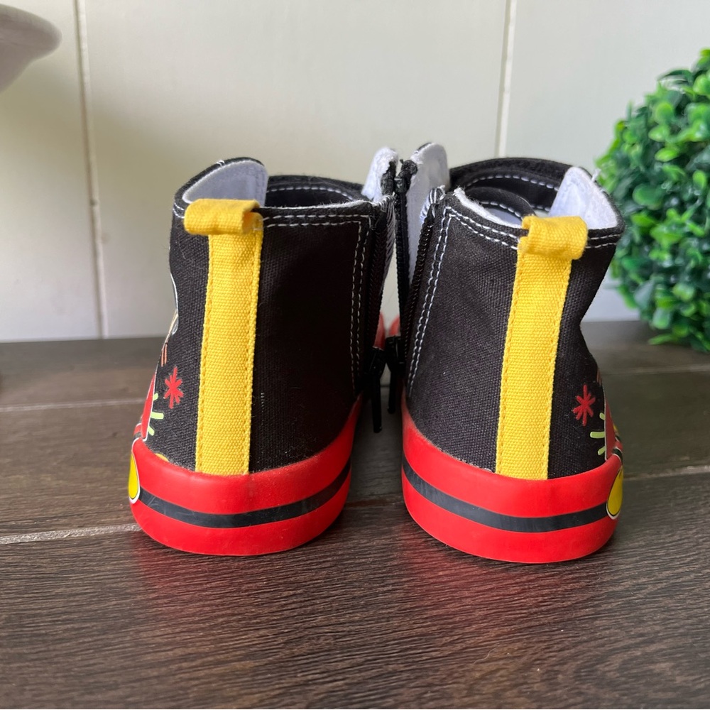 Disney Mickey Mouse Pluto Black Red Yellow Toddler Hi Top Sneakers Zips Size 10 - Picture 7 of 9
